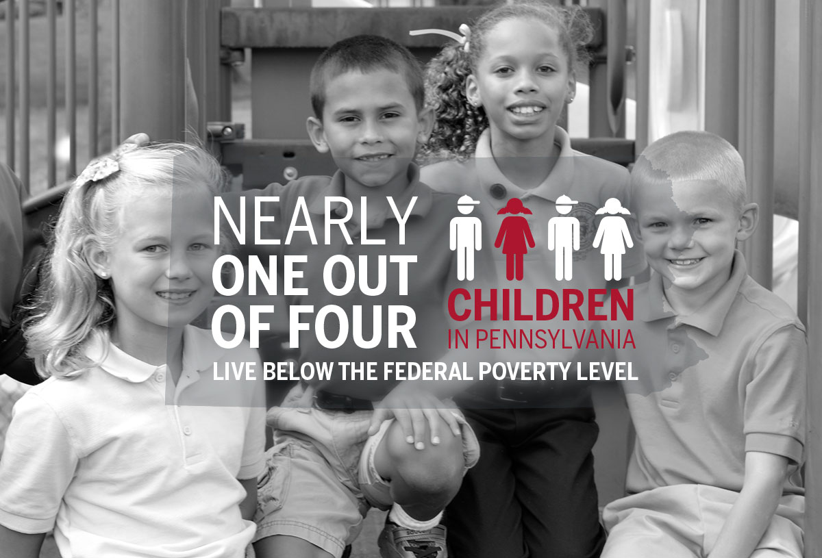 Nearly one out of four children live below the Federal poverty level.