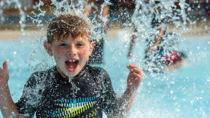 MHS student getting splashed with water