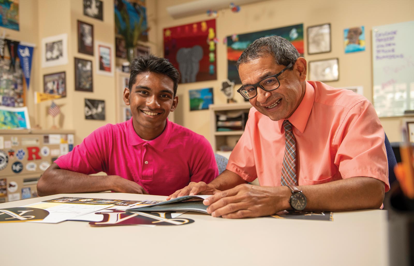MHS student and faculty member in office