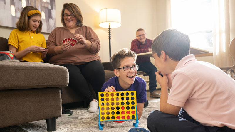 MHS students playing Connect Four