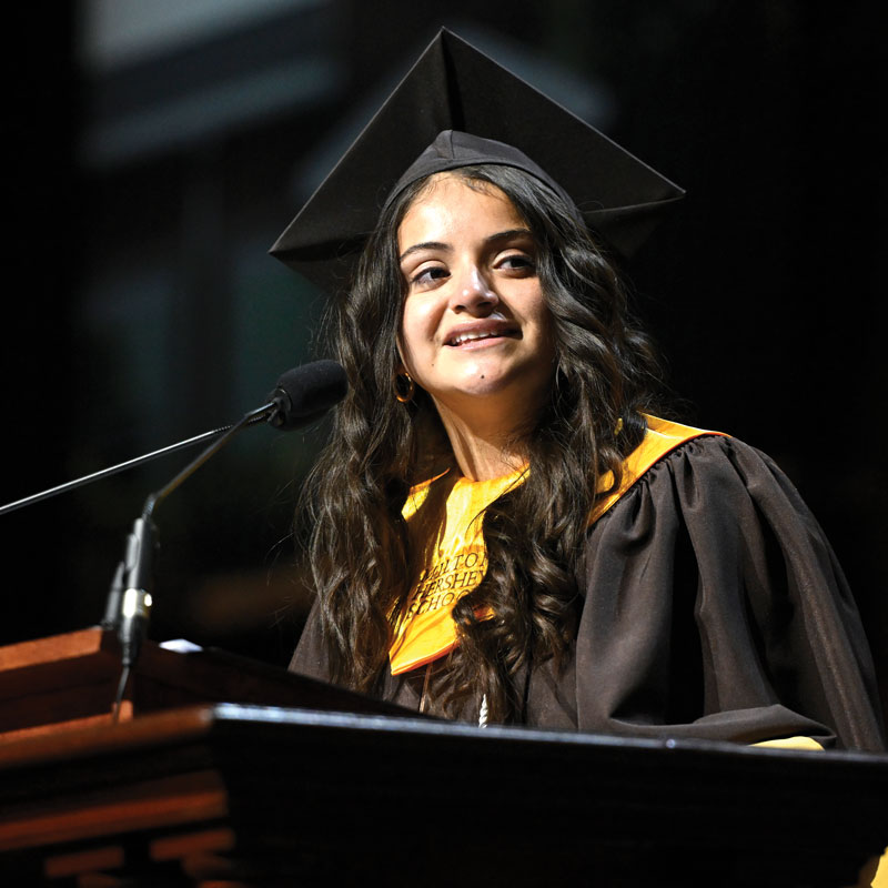 Arlene Samayoa-Rodas at podium