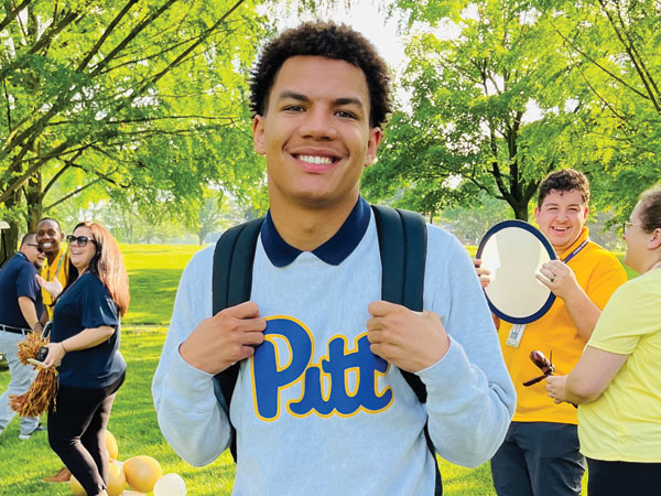 MHS student wearing Pitt hoodie