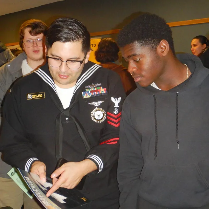 MHS student with Navy representative
