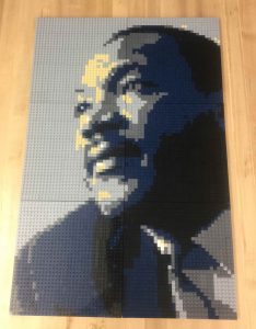 Image of Martin Luther King made of Legos by kids