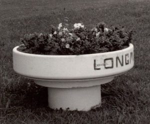 a planter with flowers in it