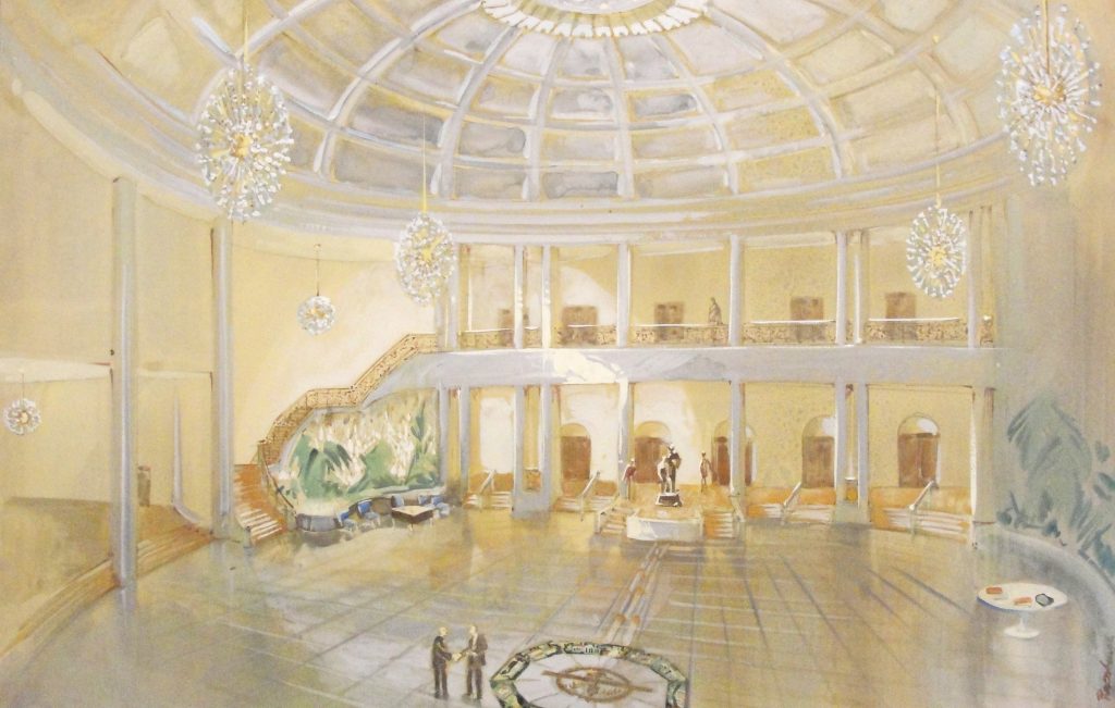 This concept drawing shows an early rendering of the Rotunda.
