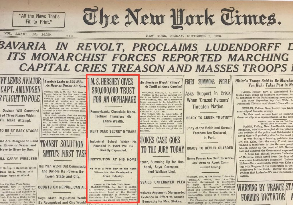 Milton Hershey's History with The New York Times Milton Hershey School