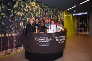 Students pose for a photo during a Swiss Chocolate Adventure