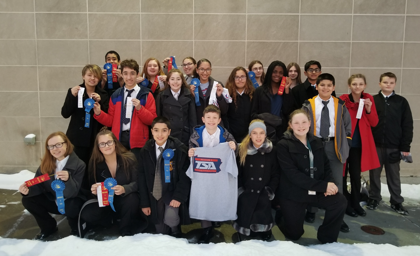 Middle school students received medals