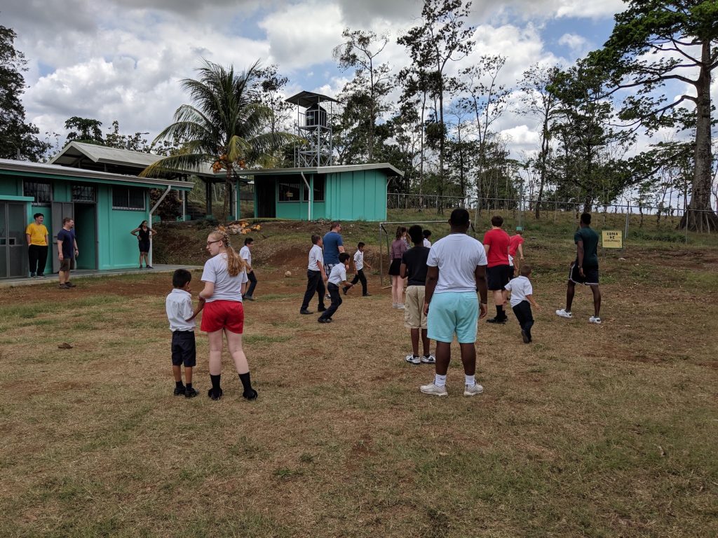 MHS students play soccer with Costa Rican elementary school students