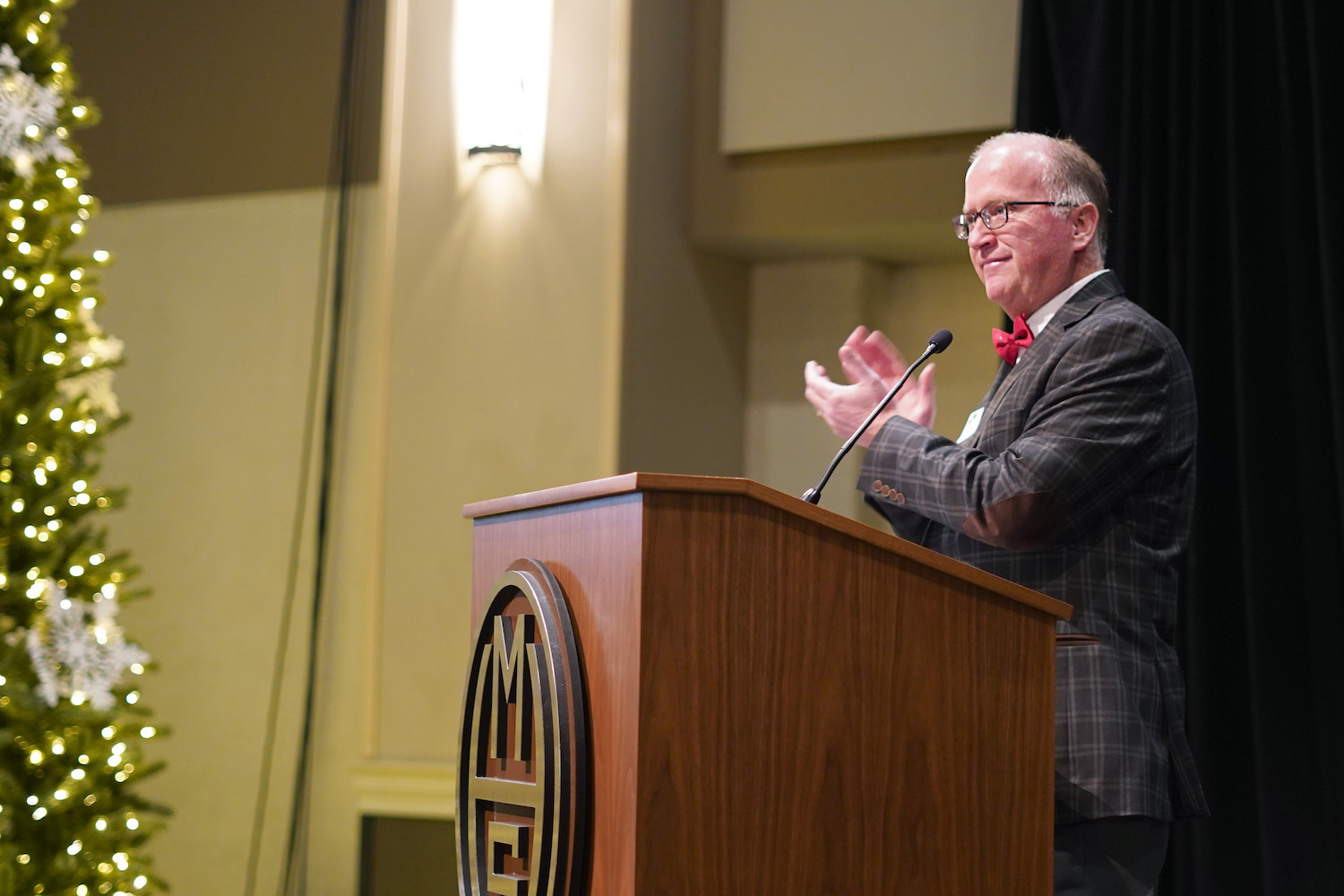 Milton Hershey School President Pete Gurt '85 spoke during the annual retirees luncheon.