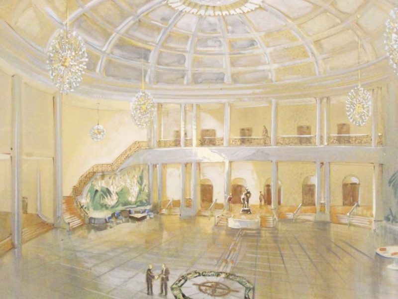 A concept drawling of Founders Hall as a lasting tribute to its founders
