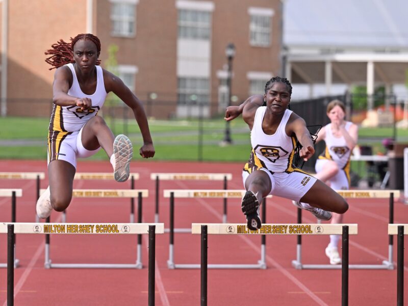 strategic leaps forward; girls track hurdles