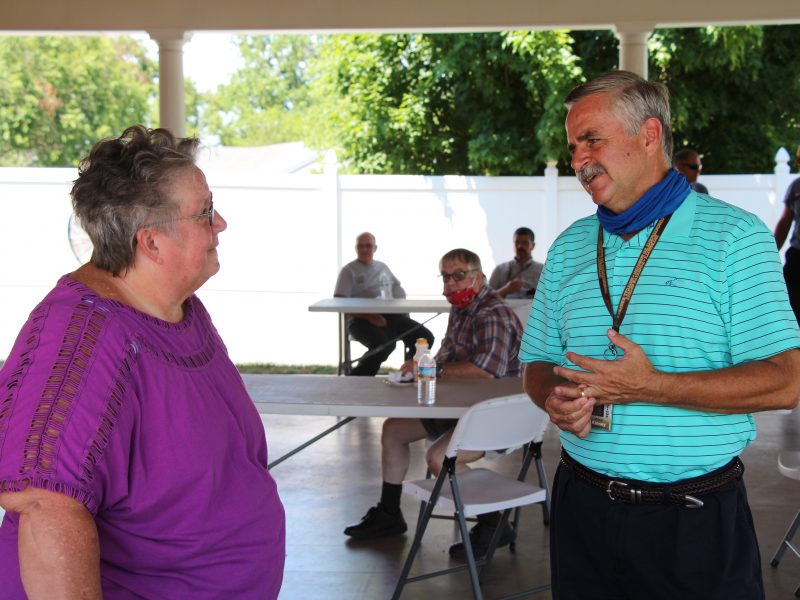 Mary Stauffer, Milton Hershey School's longest working employee and Mike Kinney of Communications 