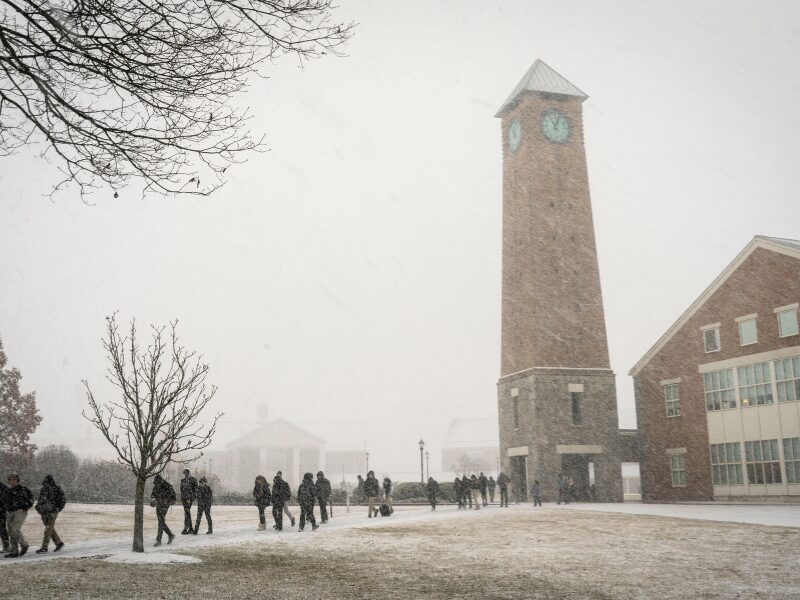 MHS students going to classes during winter snowfall