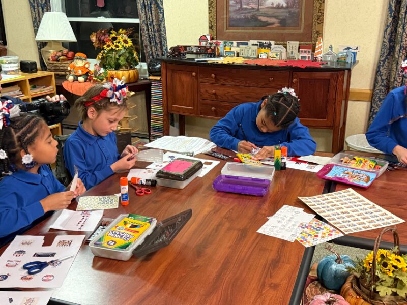 MHS student home writing letters activity