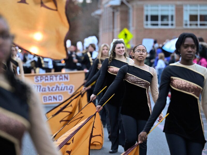 MHS color guard at the founders day parade