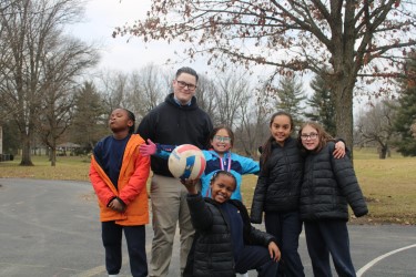 Ryan with elementary kids