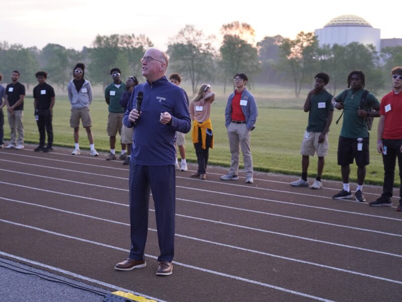 senior sunrise pete gurt leading exercise