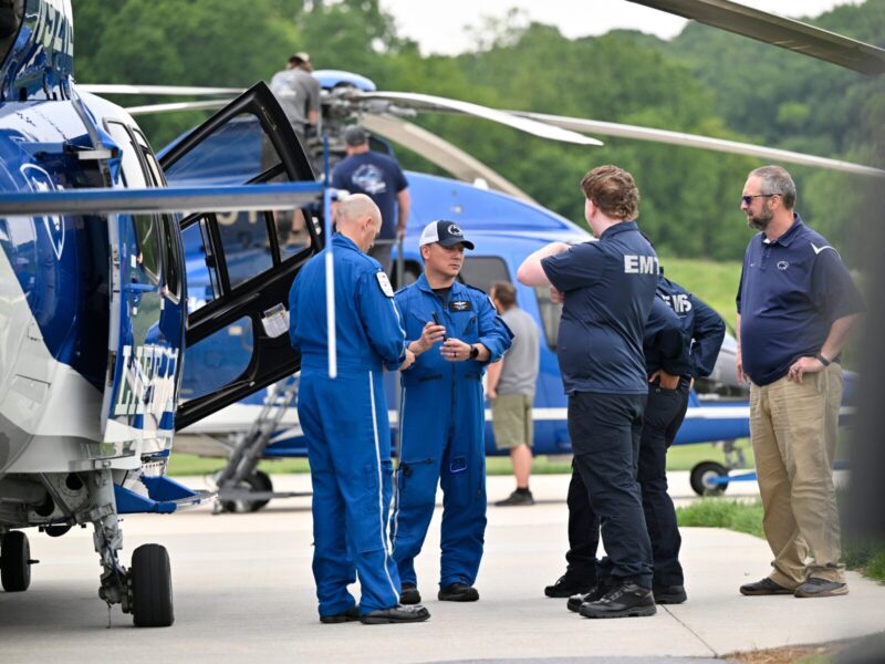 cte students with helicopter emts from penn state health milton s hershey medical center