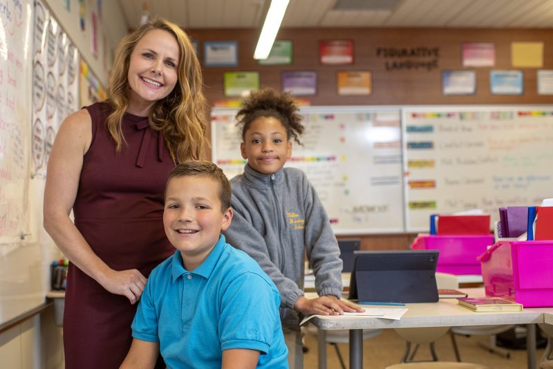 Milton Hershey School students in the classroom with their teacher.
