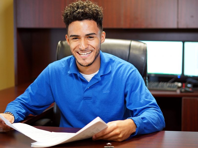 A Milton Hershey School student learns about business during his Hershey Entertainment & Resorts internship.