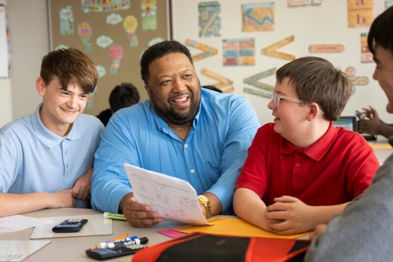 MHS Middle School math teacher instructing students