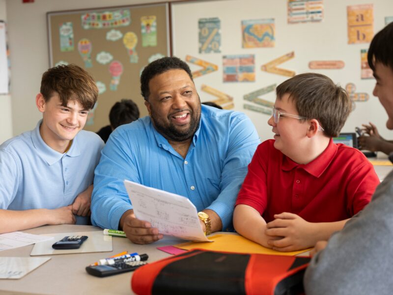 MHS Middle School math teacher instructing students