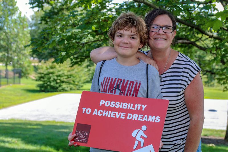 A Milton Hershey School student with his parent/sponsor on Enrollment Day.