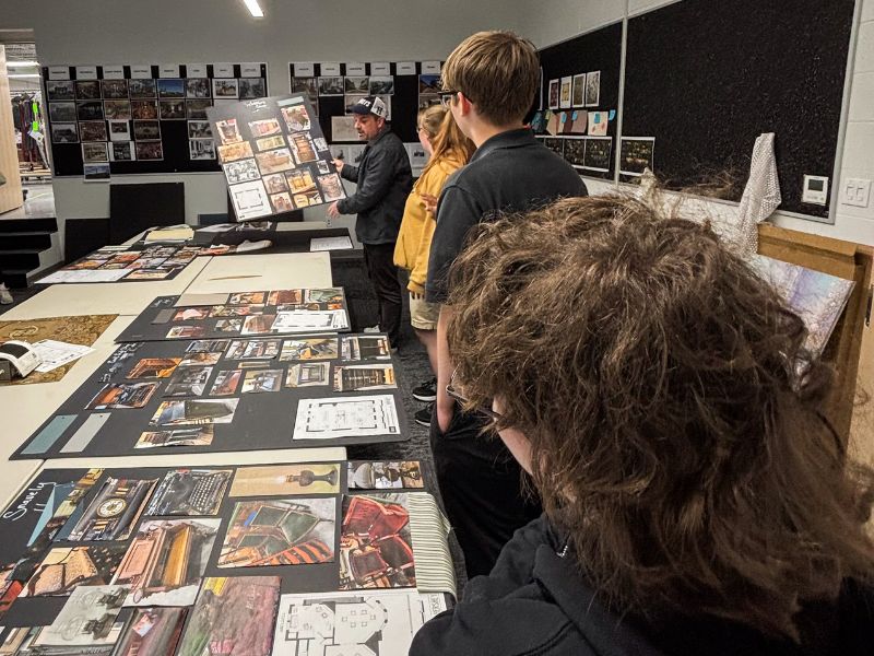 Select group of MHS senior division students visit HERSHEY movie set and see movie inspiration boards