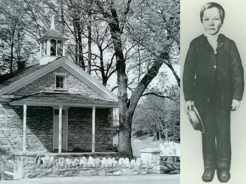 Young Milton Hershey at one of his schoolhouses, Derry Church