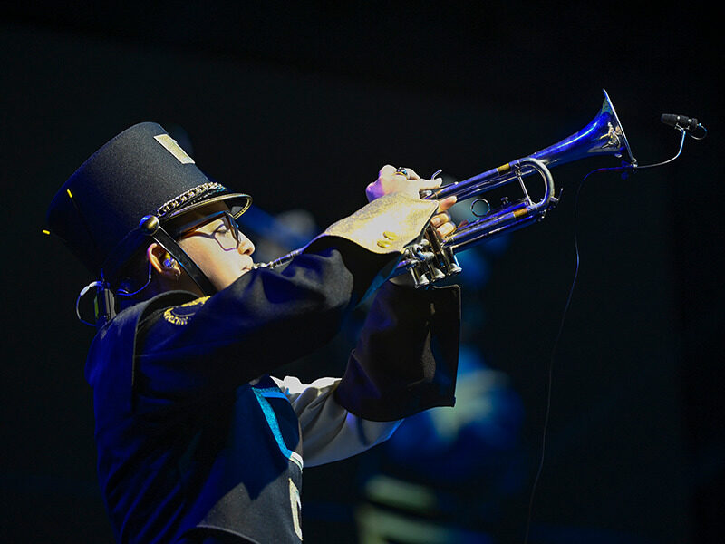 Milton Hershey School graduate performs a trumpet solo during the opening experience of the 2022 Opening of School Assembly.