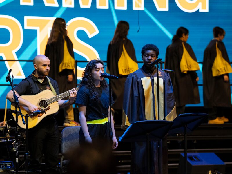 Milton Hershey School Visual and Performing Arts students sing during the 2024 Martin Luther King Jr. Day Assembly.