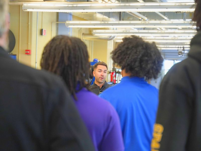 Milton Hershey School Hershey Sprint Car Experience - Senior Division students with David Gravel