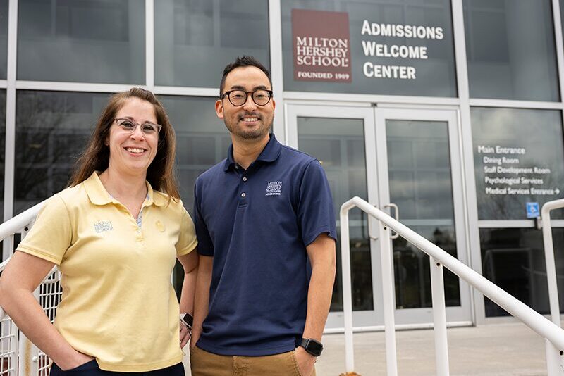 Admissions counselors outside of Welcome Center