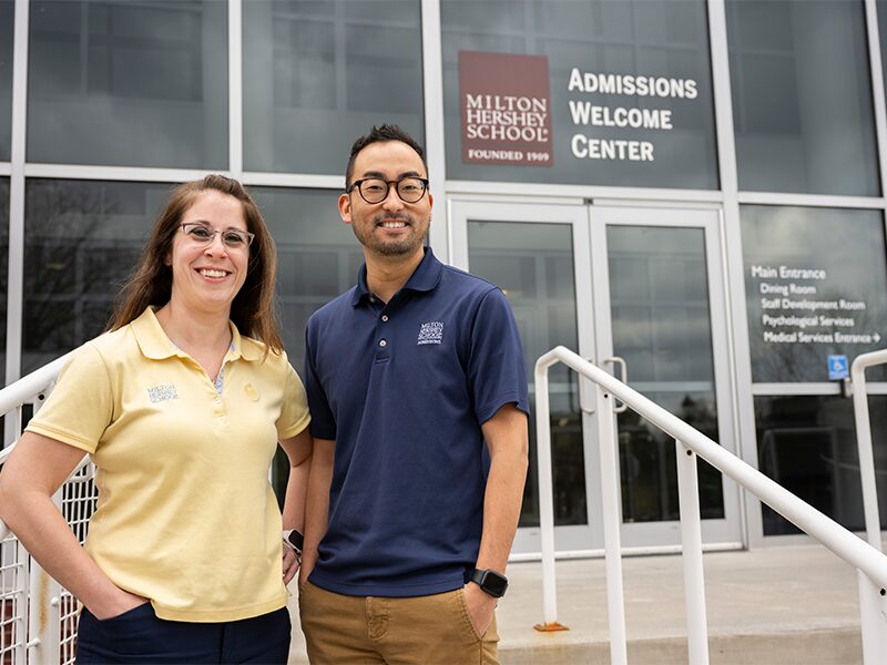 Admissions counselors outside of Welcome Center