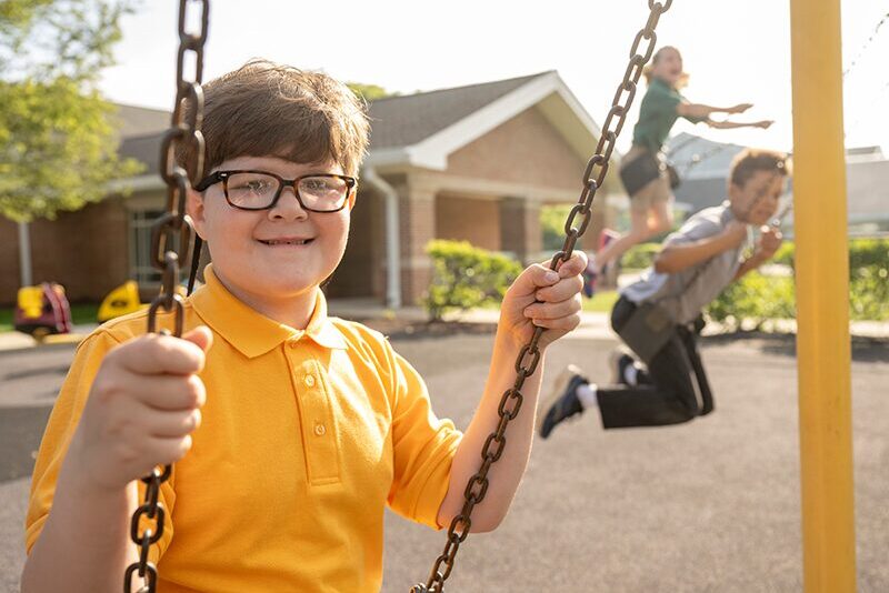 Elementary students playing after school