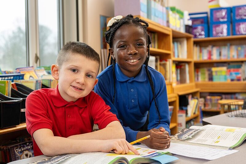 Elementary students learning in the classroom