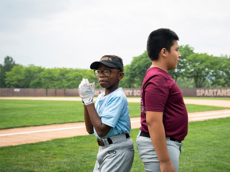 Students particpate in a Cal Ripken Foundation baseball game.