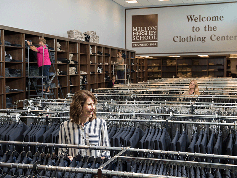 Milton Hershey School offers students all the clothing necessary at the on campus clothing center. 