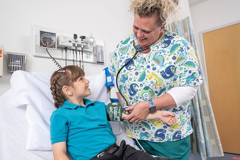 Student with school nurse
