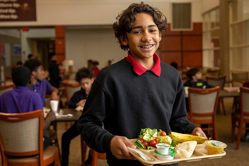 Middle school student in cafeteria
