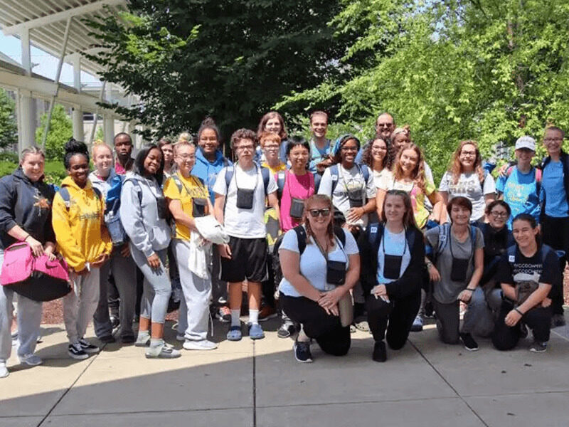 Milton Hershey School students pose before leaving campus for their educational tour through Switzerland.