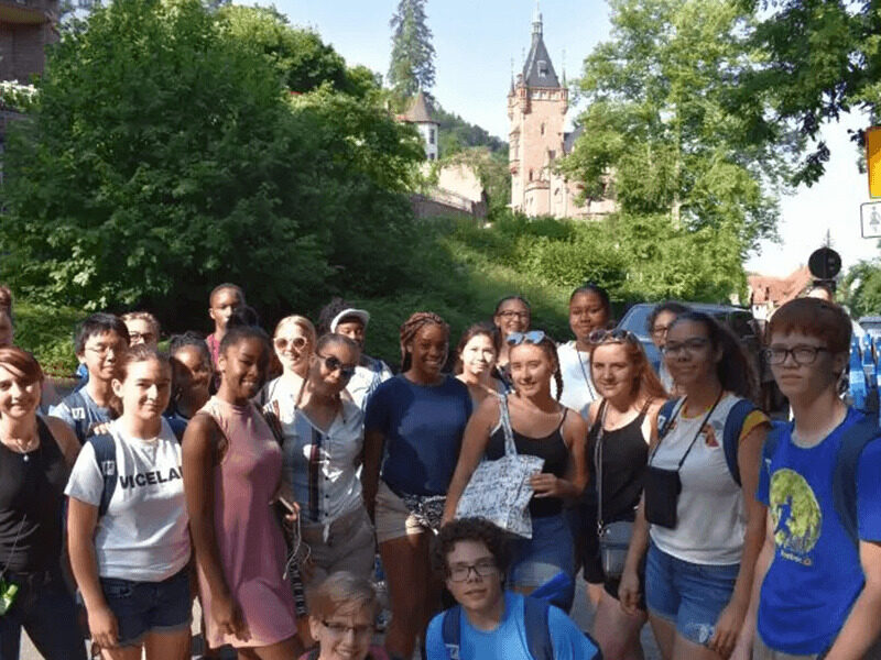 Milton Hershey School students pose during educational tour of Switzerland and Germany.