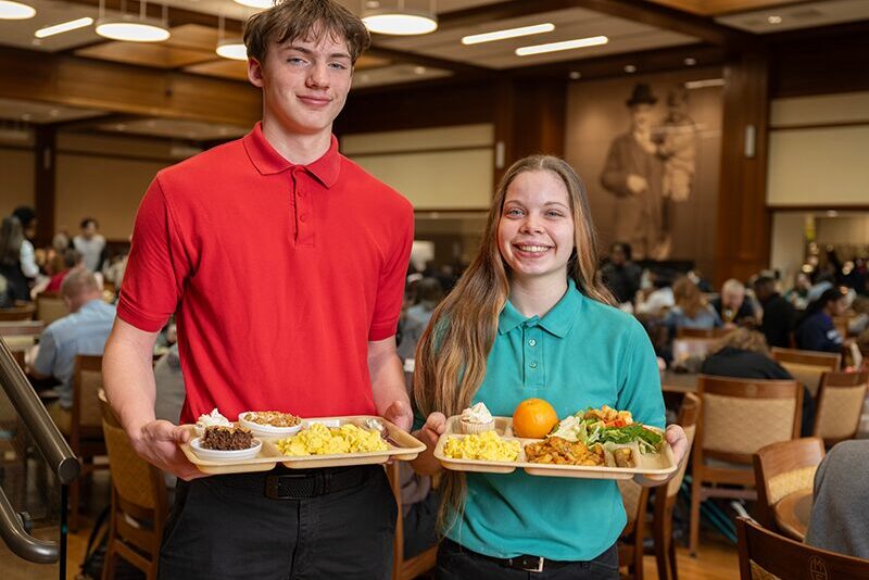 High school students in the school cafeteria