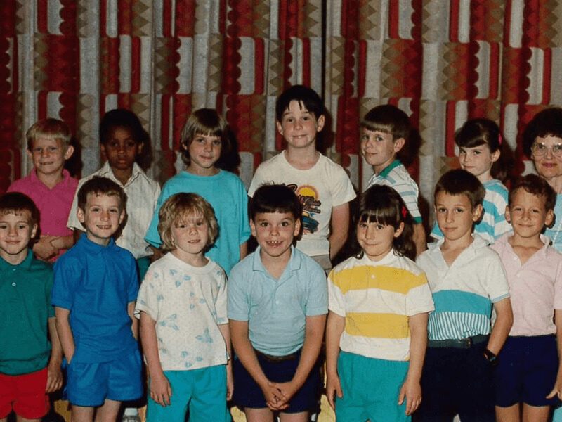 First-graders during the 1980s.