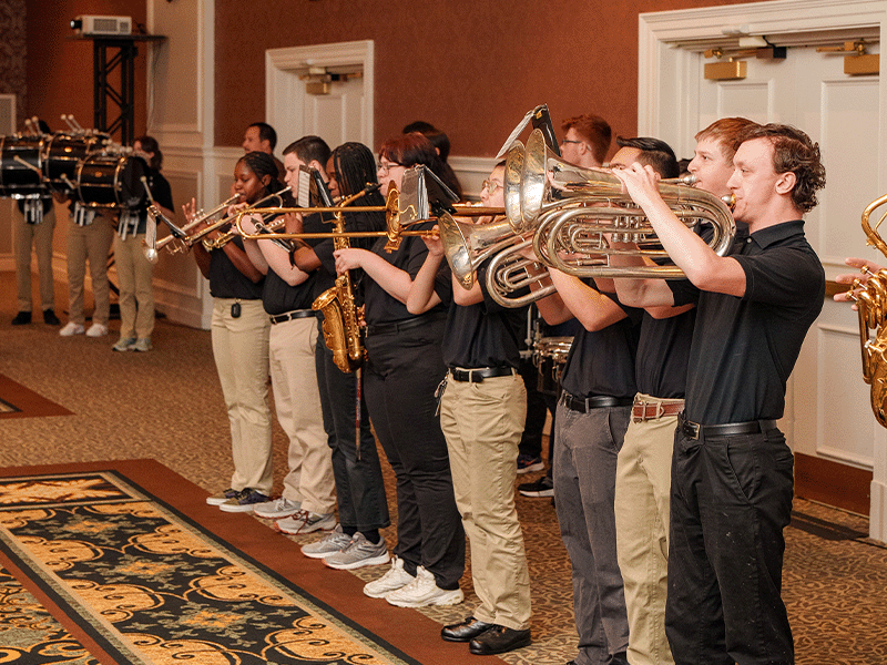 Milton Hershey School Spartan Band performs at The Hershey Story Business Partners in Education Breakfast.