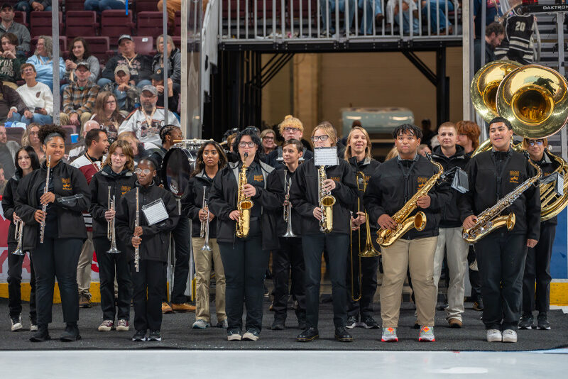 Milton Hershey School's Senior Band performs at the Hershey Bears game.
