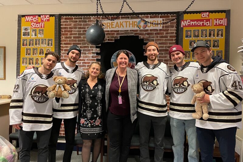 Hershey Bears support Milton Hershey School teachers with a visit to Memorial Hall.