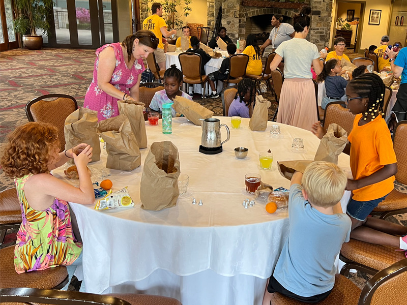 Milton Hershey School students enjoy lunch in the Hershey Country Club dining room.